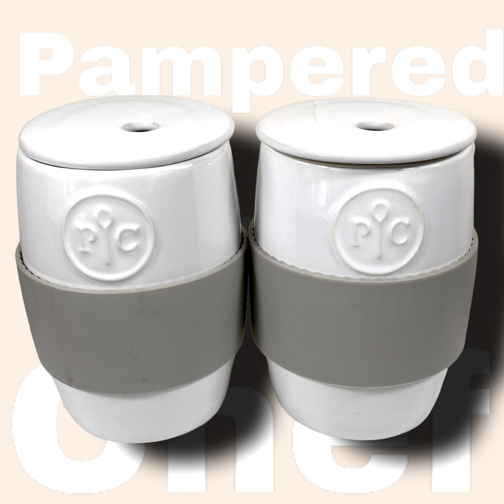 PAMPERED CHEF set of TWO cups with protective silicone sleeves